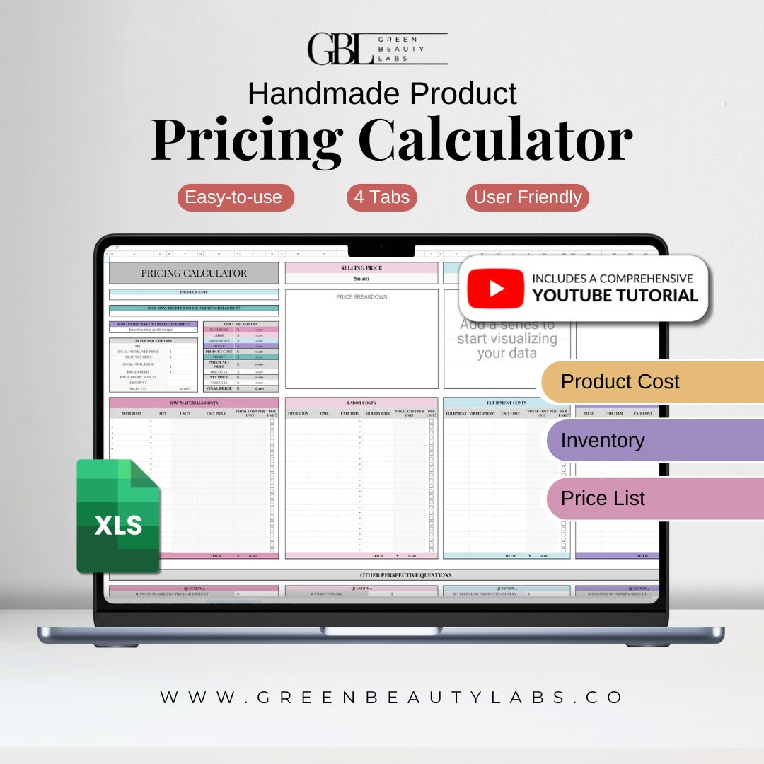 Handmade Product Pricing Calculator Spreadsheet